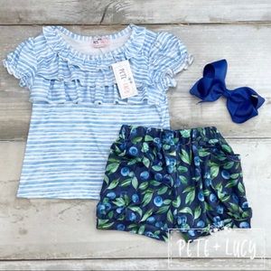 Pete + Lucy blueberry boutique short set